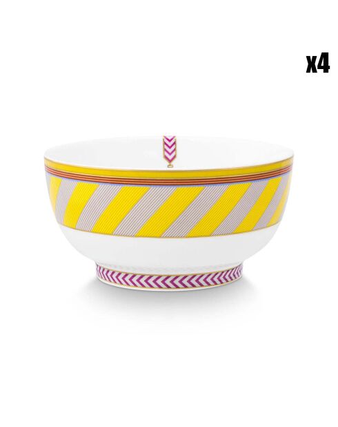 4 Bols Pip Chique jaunes - D.15 cm