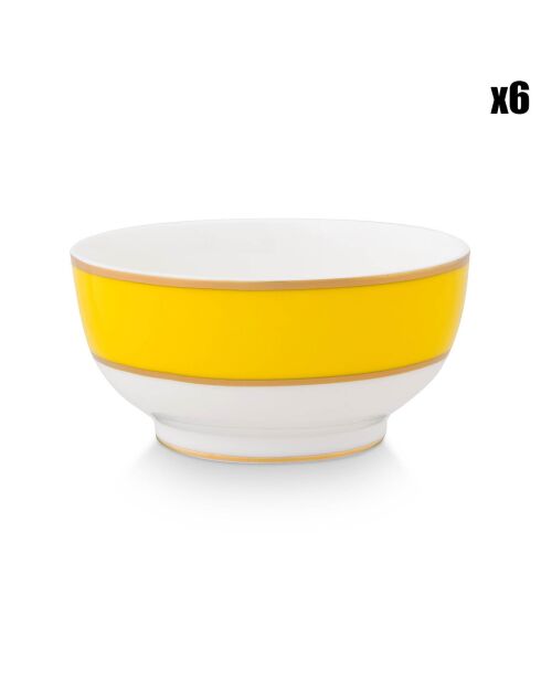 6 Bols Pip Chique jaunes - D.11 cm