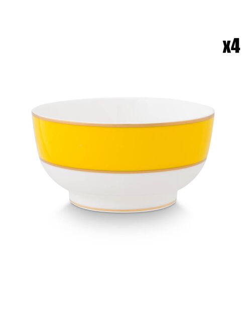 4 Bols Pip Chique  jaunes - D.15 cm