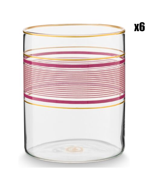 6 Verres à eau Pip Chique  roses - 7x7x8.5 cm