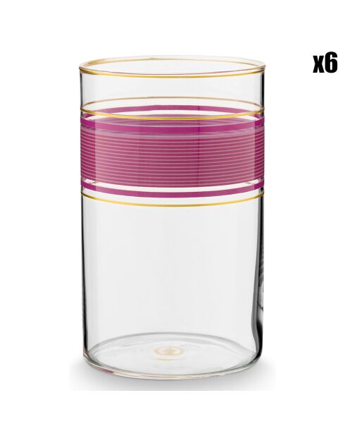 6 Verres longdrink Pip Chique  roses - 7x7x11.5 cm