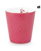 6 Petits mugs sans anseen Porcelaine  Royal Stripes motifs  roses - 8.3x8.3x9 cm