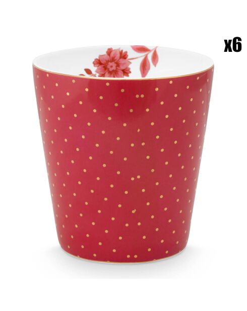 6 kleine Porzellantassen ohne Henkel Royal Stripes rosa Tupfen - 8,3 x 8,3 x 9 cm