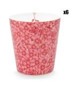 6 Petits mugs sans anse en Porcelaine Royal Stripes Fleurs roses - 8.3x8.3x9 cm