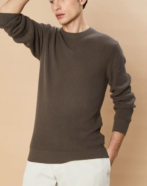 Pull en Coton & Cachemire Rib Crew olive
