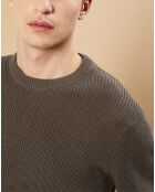 Pull en Coton & Cachemire Rib Crew olive