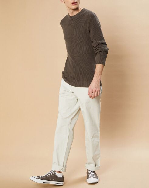 Pull en Coton & Cachemire Rib Crew olive