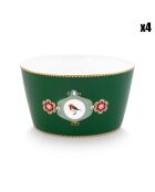 4 Bols en Porcelaine Love Birds Medaillon Love Birds  verts - D.15 cm