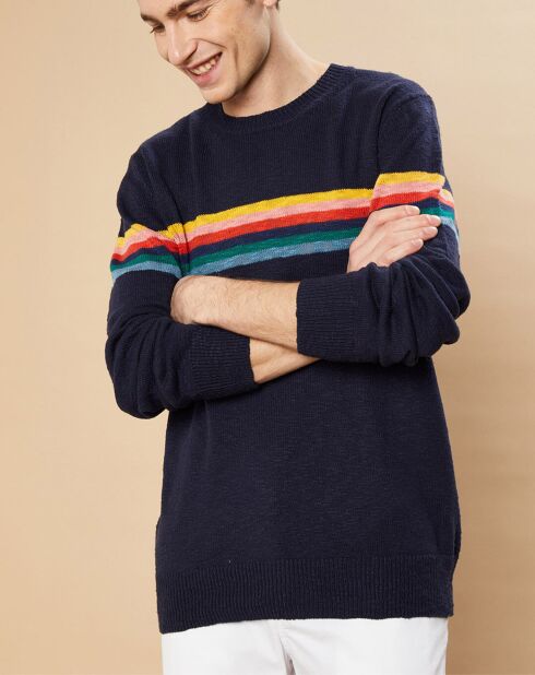 Pull Crew rayé marine