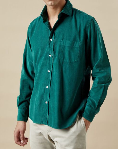 Chemise en Velours Milleraies regular Paul Pat verte