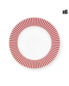 6 Assiettes plates en Porcelaine Royal  roses - D.27 cm