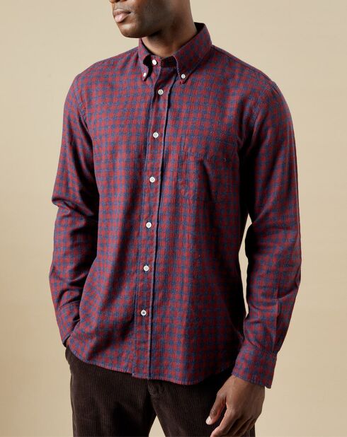 Chemise en Flanelle regular Pitt à carreaux rouge/indigo