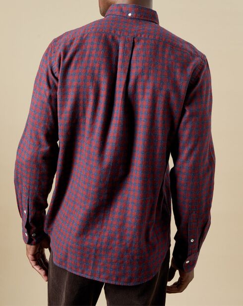 Chemise en Flanelle regular Pitt à carreaux rouge/indigo