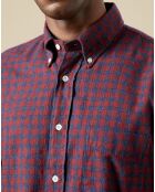 Chemise en Flanelle regular Pitt à carreaux rouge/indigo