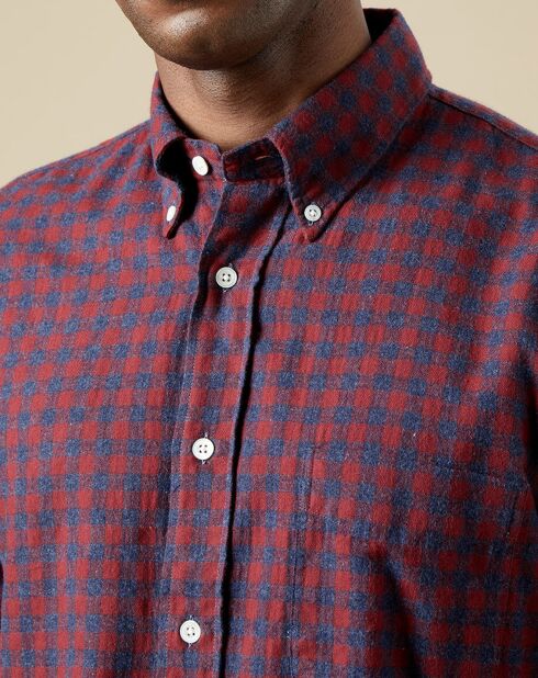 Chemise en Flanelle regular Pitt à carreaux rouge/indigo