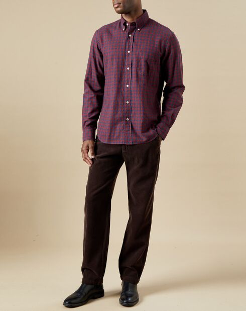 Chemise en Flanelle regular Pitt à carreaux rouge/indigo