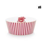 6 Bols à céréales en Porcelaine Royal Stripes roses - D.15 cm