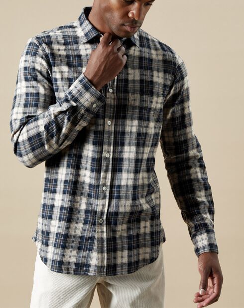 Chemise en Flanelle slim Storm à carreaux navy/natural/camel/chalk