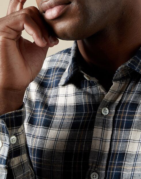 Chemise en Flanelle slim Storm à carreaux navy/natural/camel/chalk