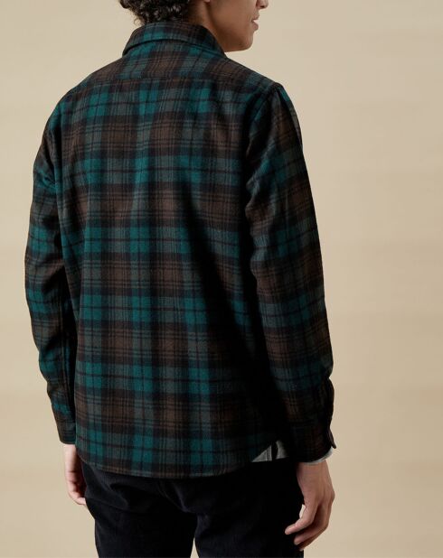 Veste surchemise en Laine mélangée Peg vert/marron/noir