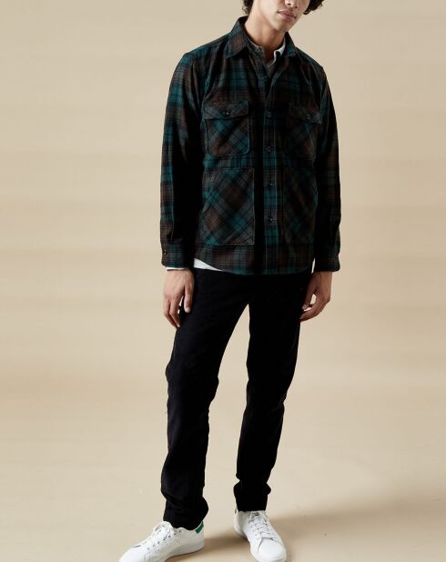 Veste surchemise en Laine mélangée Peg vert/marron/noir