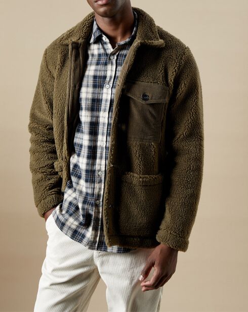 Veste en Fausse Fourrure Utility army