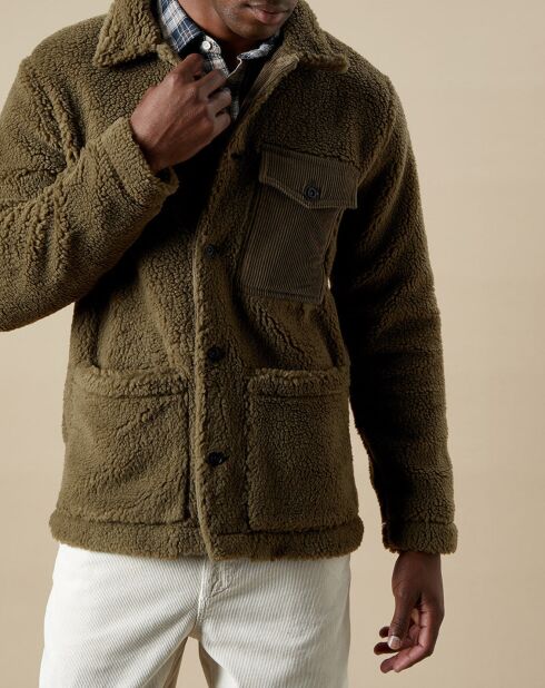 Veste en Fausse Fourrure Utility army