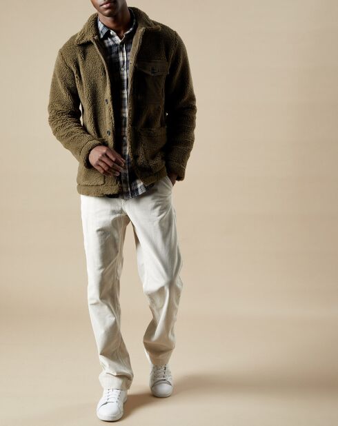 Veste en Fausse Fourrure Utility army