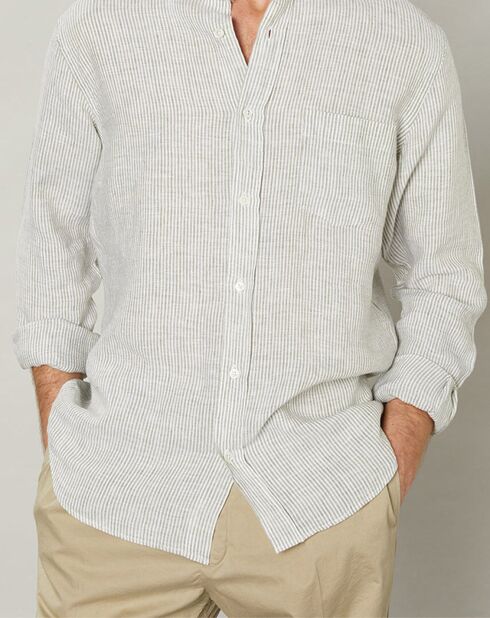Chemise regular 100% Lin Paul army