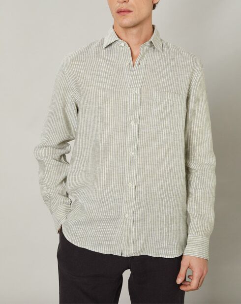 Chemise regular 100% Lin Paul army