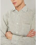 Chemise regular 100% Lin Paul army