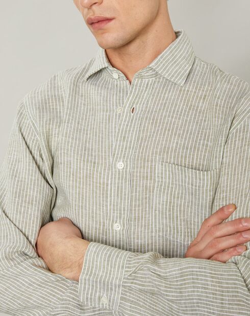 Chemise regular 100% Lin Paul army