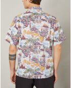 Chemise regular Palm bleu/rose