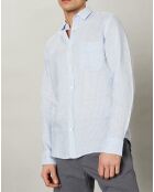 Chemise slim 100% Lin Storm bleu ciel