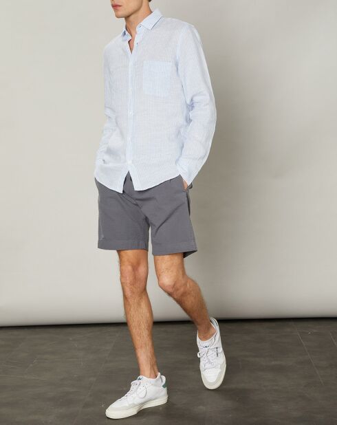 Chemise slim 100% Lin Storm bleu ciel