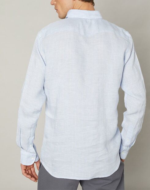 Chemise slim 100% Lin Storm bleu ciel