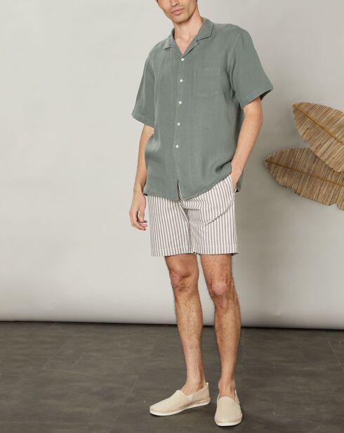 Short Tank écru/bleu