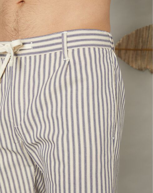 Short Tank écru/bleu