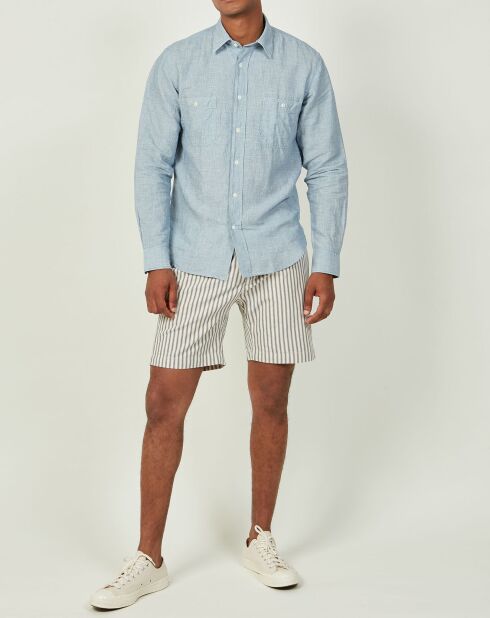 Short Tank écru/bleu