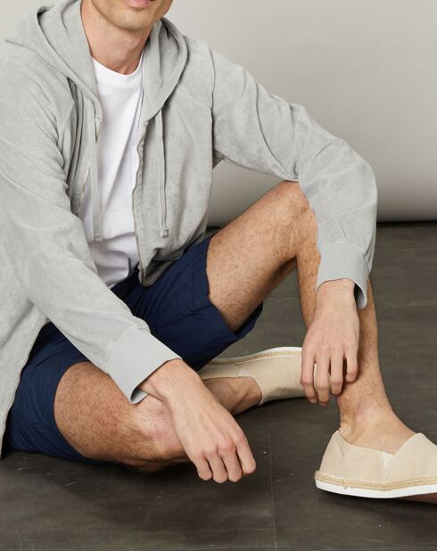 Sweat à capuche zippé en éponge ciment