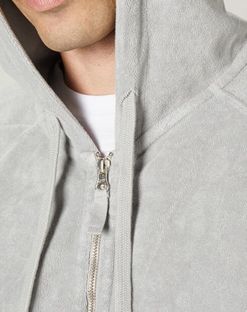 Sweat à capuche zippé en éponge ciment