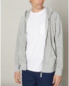 Sweat à capuche zippé en éponge ciment