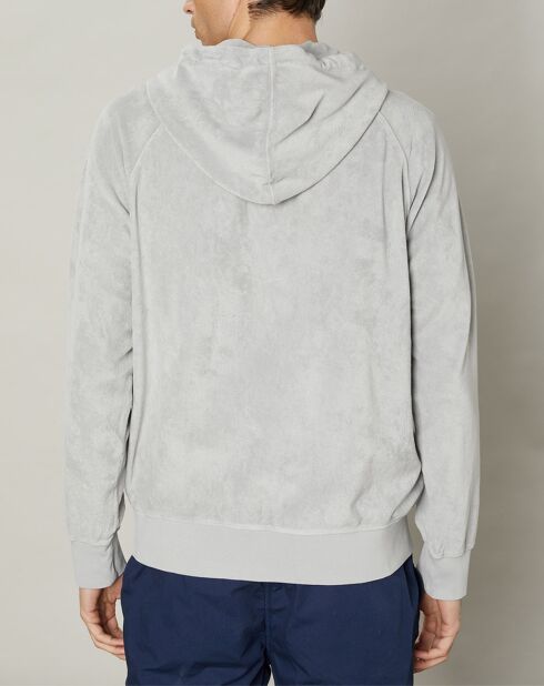 Sweat à capuche zippé en éponge ciment