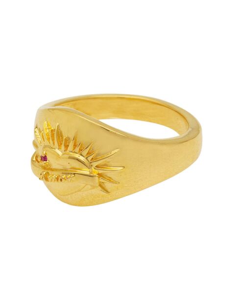 Bague Medaille Coeurc en Laiton doré