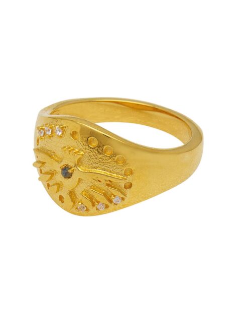 Bague Medaille Oiseauc en Laiton doré