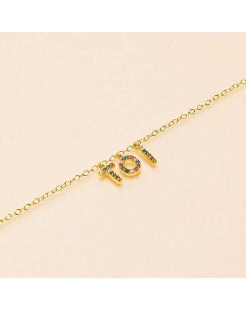 Bracelet  Tatoo Toi Zircon en Laiton doré