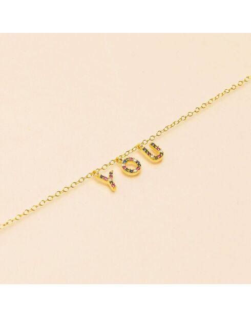 Bracelet  Tatoo You Zircon en Laiton doré