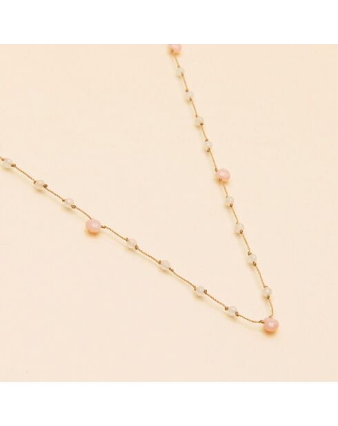 Collier Pondy2 Quartz rose & Opale rose