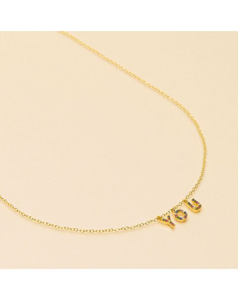 Collier Tatoo You Zirconen Laiton doré