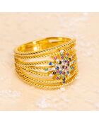 Bague Semainier Flocon Multi pierres foncées